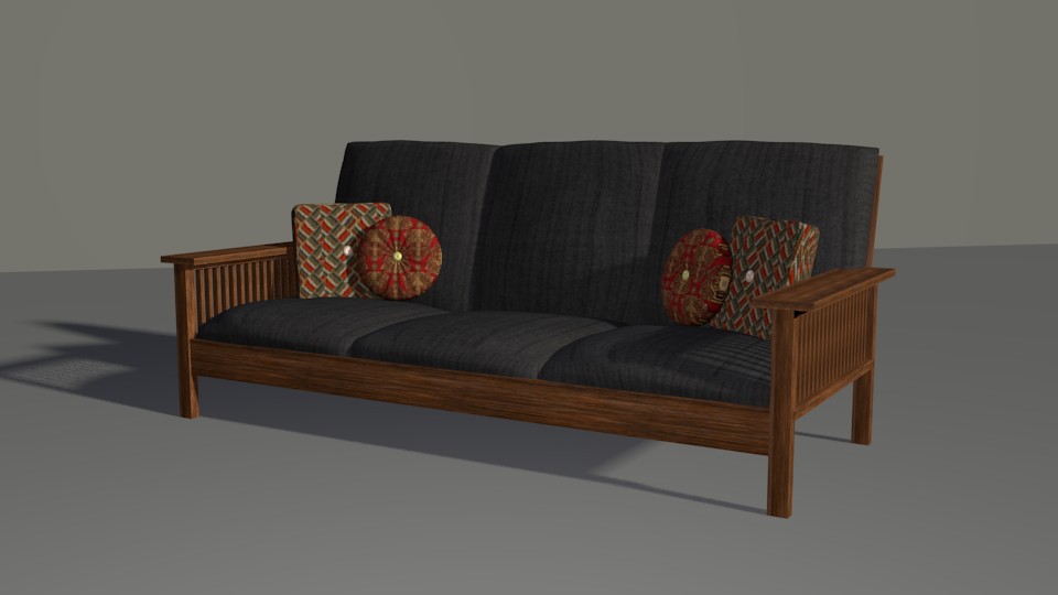 Couch with wood frame preview image 1